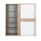 Curtys wardrobe with 2 sliding doors 221x61x214cm Sonoma Oak / White high gloss lacquer