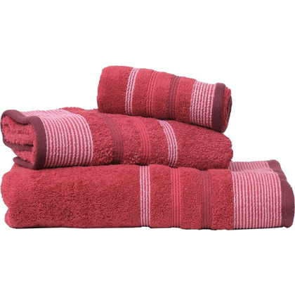 Towels Set 3pcs (30x50,50x100,70x140) Viopros Hawaii Red 100% Cotton 