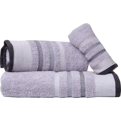 Towels Set 3pcs (30x50,50x100,70x140) Viopros Hawaii Grey 100% Cotton 