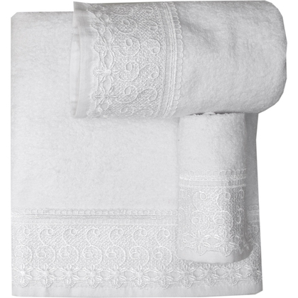 Lace Face Towel 50x100 Viopros 9 White 100% Cotton