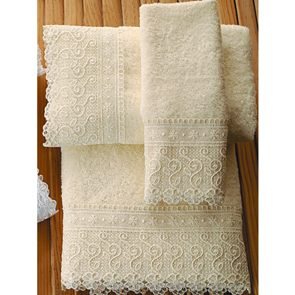 Lace Face Towel 50x100 Viopros 9 Ecru 100% Cotton