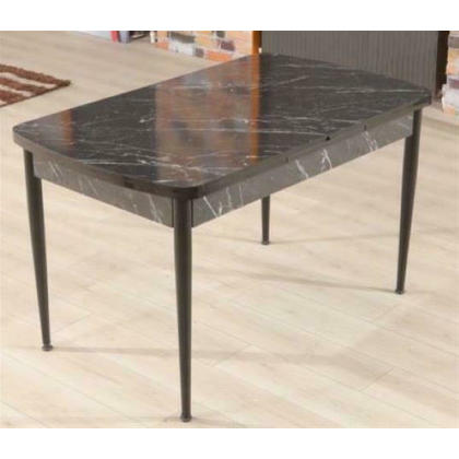 Τραπέζι Κουζίνας Επεκτεινόμενο μεταλλικά πόδια,ξύλινη επιφάνεια με όψη μάρμαρο 120+30x70x75cm Black Fidelio Flywood