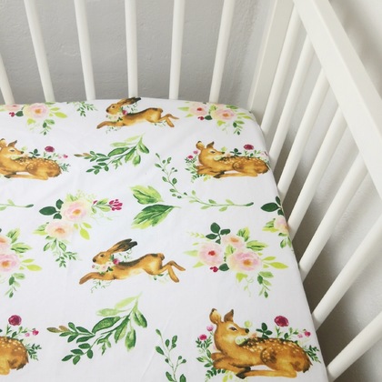 Baby's Crib Fitted Sheet 115x175 Ninna Nanna Jumbing Rabbit 100% Cotton 144TC