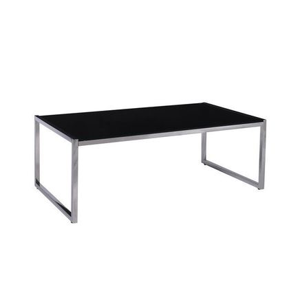 ACTION Side Table 60x60cm Inox/Black Glass ΕΜ747,1