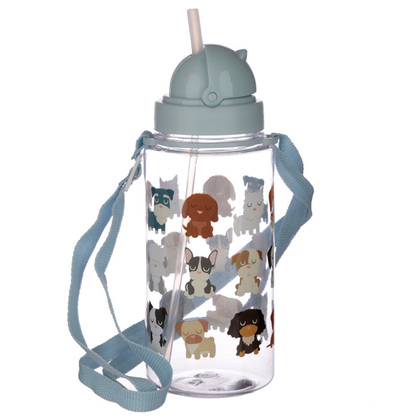 Water Bottle with Straw 19x7x7cm/ 450ml Dog Squad BOT46