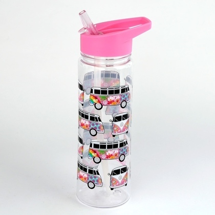 Πλαστικό Μπουκάλι με Καλαμάκι 23x8x7cm/ 550ml BPA FRE VW T1 Summer Love BOT98