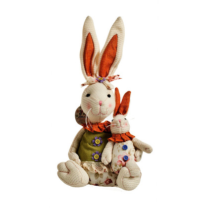 Fabric Multicolor Easter Bunny 22cm JXC36357