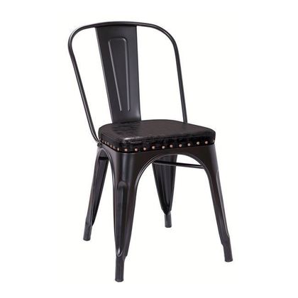 Καρέκλα, Μέταλλο Βαφή Μαύρο Matte, Κάθισμα Pu Μαύρο, Στοιβαζόμενη 45x51x82cm ZWW Relix  Ε5191Ρ,15Μ