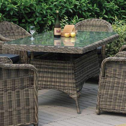 Τραπέζι Dining Κήπου-Βεράντας ALU, Φ5mm Round Wicker Grey Brown 160x90 H.75cm ZWW Montana Ε655,2
