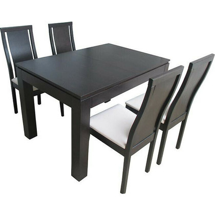 Σετ Τραπεζαρίας Ξύλο Οξιάς 5τμχ.  BLIUMI Megan 1017 IN  + Jasmine 1025 IN​ (τραπέζι επεκτεινόμενο 120(+40)x80x75 και 4 καρέκλες) σε χρώμα Βέγγε