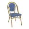 Καρέκλα Bistro, Αλουμίνιο Φυσικό, Wicker Άσπρο - Μπλε, Στοιβαζόμενη 46x57x88cm ZWW Paris Ε291,3