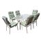 Σετ Τραπεζαρία Κήπου: Τραπέζι + 6 Πολυθρόνες Μέταλλο Εκρού, Γυαλί, Μαξιλάρι Ριγέ  Table:150x90x75 Chair60x77x104 ZWW Astor Set  Ε5151,S2