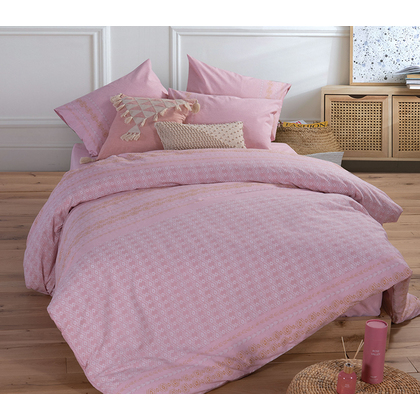 King Size Fitted Bed Sheets Set 180x200+32 NEF-NEF Smart Line Asher Pink 100% Cotton 144TC
