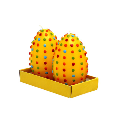 Σετ 2τμχ. Κερί Αυγό Κίτρινο με Πουά 13x6.5x9.5cm ZG 20379YB