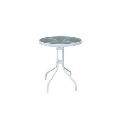 Τραπέζι Κήπου - Βεράντας, Μέταλλο Βαφή Άσπρο, Γυαλί Tempered Φ60x70 ZWW BALENO Ε2400,4W