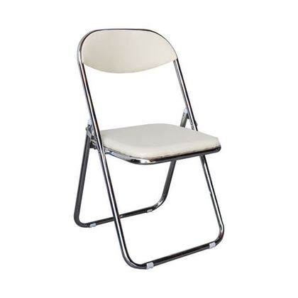 Σετ 6τμχ. Καρέκλα Πτυσσόμενη Μέταλλο Χρώμιο, Pu Εκρού 45x49x80 ZWW STAR Ε556,2
