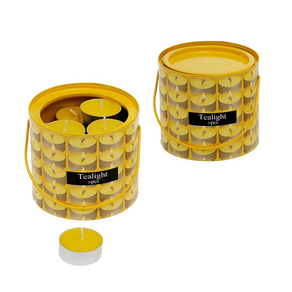 Metallic Box with 20 Citronella Yellow Tealights SK 102346Y