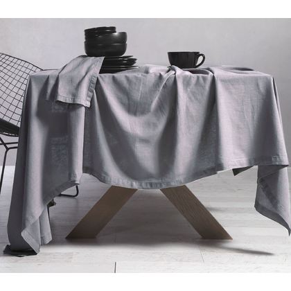 Tablecloth 150x300 NEF-NEF Cotton-Linen/Silver 50% Cotton 50% Linen