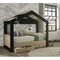 Duplex παιδικό κρεβάτι καλύβα με συρτάρια 102x198εκ. (για στρώμα 90x190εκ.) Natural Chestnut / Black