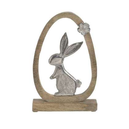 Decorative Rabbit Metal/ Wood 18x5x29cm Inart 1-70-985-0001