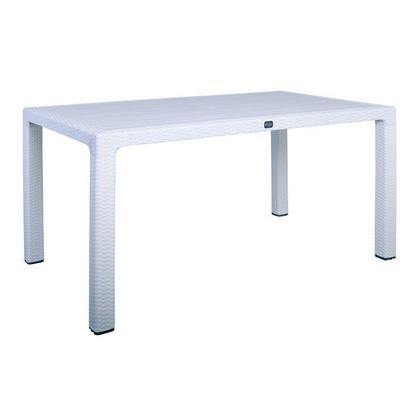 Τραπέζι Τραπεζαρίας Κήπου - Βεράντας, PP Απόχρωση Άσπρο (Rattan Look) 150x90x73cm ZWW Pello Ε313,2
