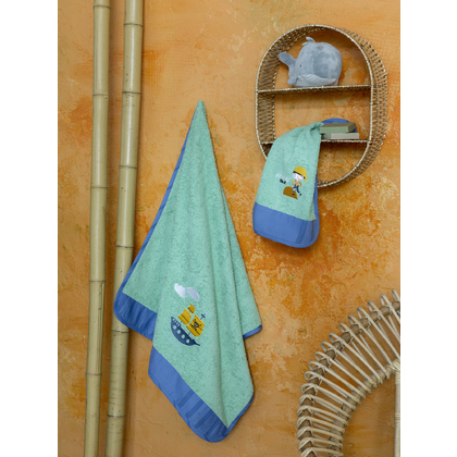 Kid's Towels Set 2pcs 30x50cm & 70x140cm Nima Home Pirates Island