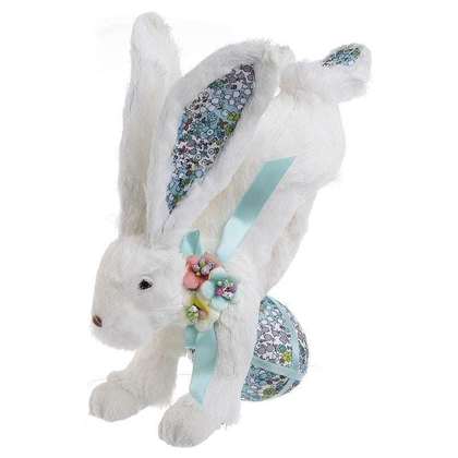 Decorative Fabric Rabbit with Egg White 20x12x25cm Inart 1-70-530-0011
