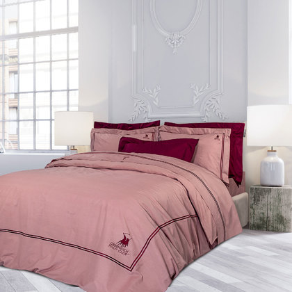 Double Bed Sheets Set 4pcs 240x270 Greenwich Polo Club Premium-Bedroom Collection 2131 Pomegranate 100% Cotton-Satin 210TC