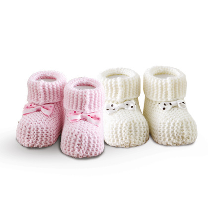 Σετ Παπουτσάκια Αγκαλιάς Νο 1 SB Home Baby Shoes 100% Acrilic Εκρού - Ροζ