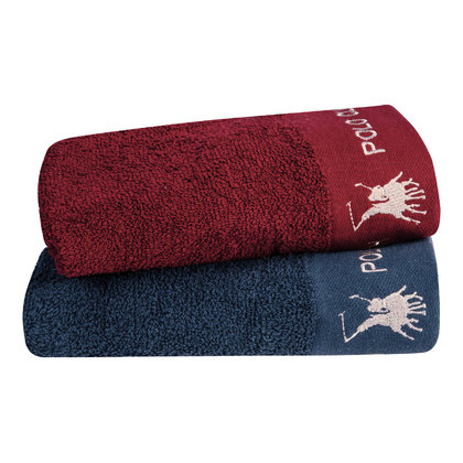 Towels Set 2pcs 50x90 Greenwich Polo Club Essential-Towel Collection 2665 Bordeaux-Blue 100% Cotton