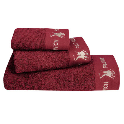 Towels Set 3pcs 30x50/50x90/70x140 Greenwich Polo Club Essential-Towel Collection 2669 Bordeaux 100% Cotton