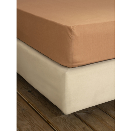 King Size Bed Sheet Fitted 180x200+32cm Nima Home Unicolors Latte Cotton