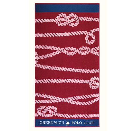 Beach Towel 90x170 Greenwich Polo Club Essential-Beach Collection 3675 Blue-Red-White Jacquard 100% Cotton