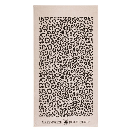 Beach Towel 90x170 Greenwich Polo Club Essential-Beach Collection 3607 Ecru-Black Jacquard 100% Cotton