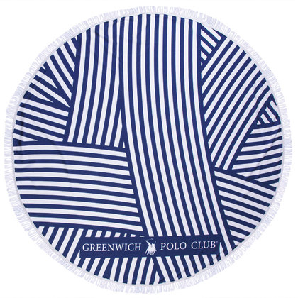 Round Beach Towel D150 Greenwich Polo Club Essential-Beach Printed Collection 3688 Blue-White 100% Microfiber