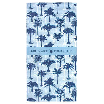 Beach Towel 80x170 Greenwich Polo Club Essential-Beach Printed Collection 3711 Blue-Light Blue-Ecru 100% Cotton