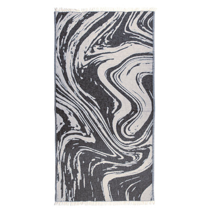 Beach Towel-Pareo 80x180 Greenwich Polo Club Essential-Beach Pareo Collection 3682 Black-Ivory Jacquard 100% Cotton