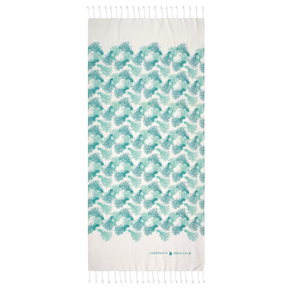 Beach Towel-Pareo 80x180 Greenwich Polo Club Essential-Beach Pareo Collection 3665 Ecru-Mint Jacquard 100% Cotton