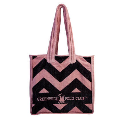Τσάντα Θαλάσσης 42x45 Greenwich Polo Club Essential-Beach Accessories Collection 3649 Σομόν-Μαύρο Jacquard 100% Βαμβάκι