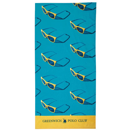 Παιδική Πετσέτα Θαλάσσης 70x140 Greenwich Polo Club Junior Beach Collection 3720 Μπλε-Κίτρινο 100% Βαμβάκι