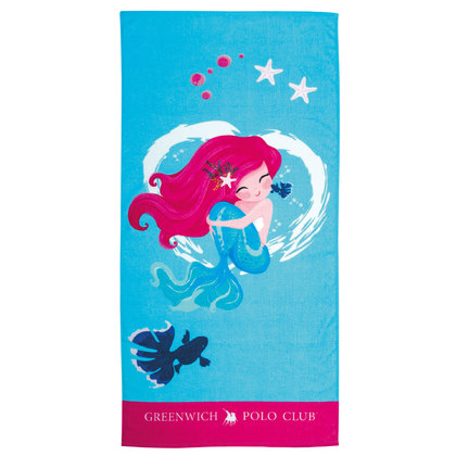 Παιδική Πετσέτα Θαλάσσης 70x140 Greenwich Polo Club Junior Beach Collection 3722 Ροζ-Μπλε 100% Βαμβάκι