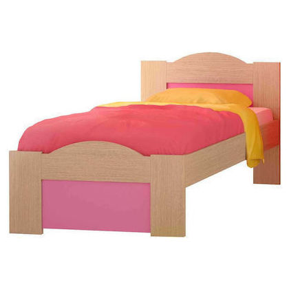 Παιδικό Κρεβάτι Ξύλινο Μονό για στρώμα 90x190 Wave Δρυς Ροζ 