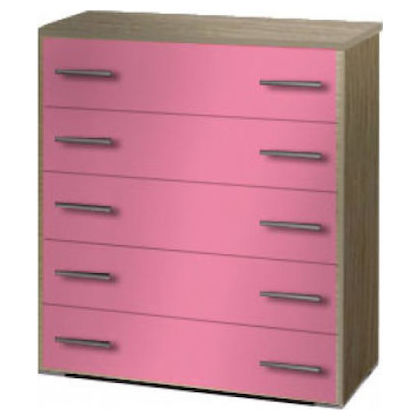 Παιδική Συρταριέρα Σε Χρώμα Δρυς Ροζ 80x90x45cm