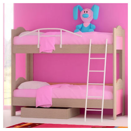 Παιδικό Κρεβάτι Κουκέτα για Στρώμα 90x190cm Δρυς Ροζ