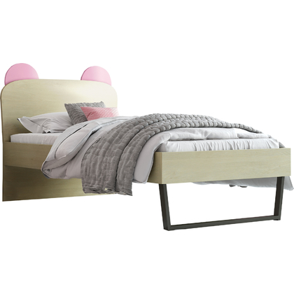 Κρεβάτι Παιδικό Ημίδιπλο Κορώνα για στρώμα  110x190cm Δρυς-Ροζ