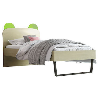 Κρεβάτι Παιδικό Ημίδιπλο Κορώνα για στρώμα 110x190cm Δρυς-Λαχανί
