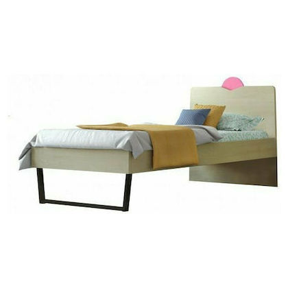 Κρεβάτι Παιδικό Μονό Ανατολή για στρώμα 90x190cm Δρυς-Ροζ