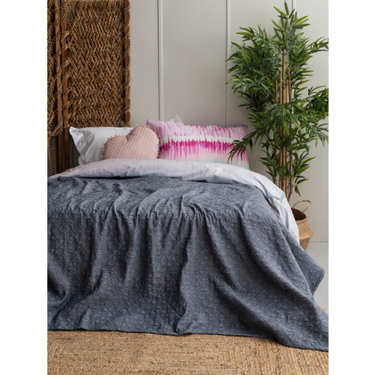 Κουβέρτα Υπέρδιπλη 230x260 Palamaiki Blankets Collection Inez Denim Jacquard 100% Polyester