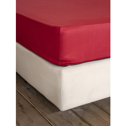 Double Bed Sheet Fitted 160x200+34cm Nima Home Superior Red Satin Cotton