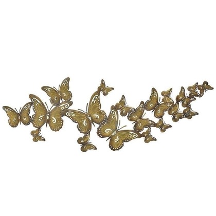 Διακοσμητικό Τοίχου Μεταλλικό Πεταλούδες Χρυσό 118x2x42cm Inart 3-70-120-0039